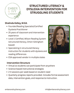 Ember and Ivy Literacy, Special Needs Resources provider