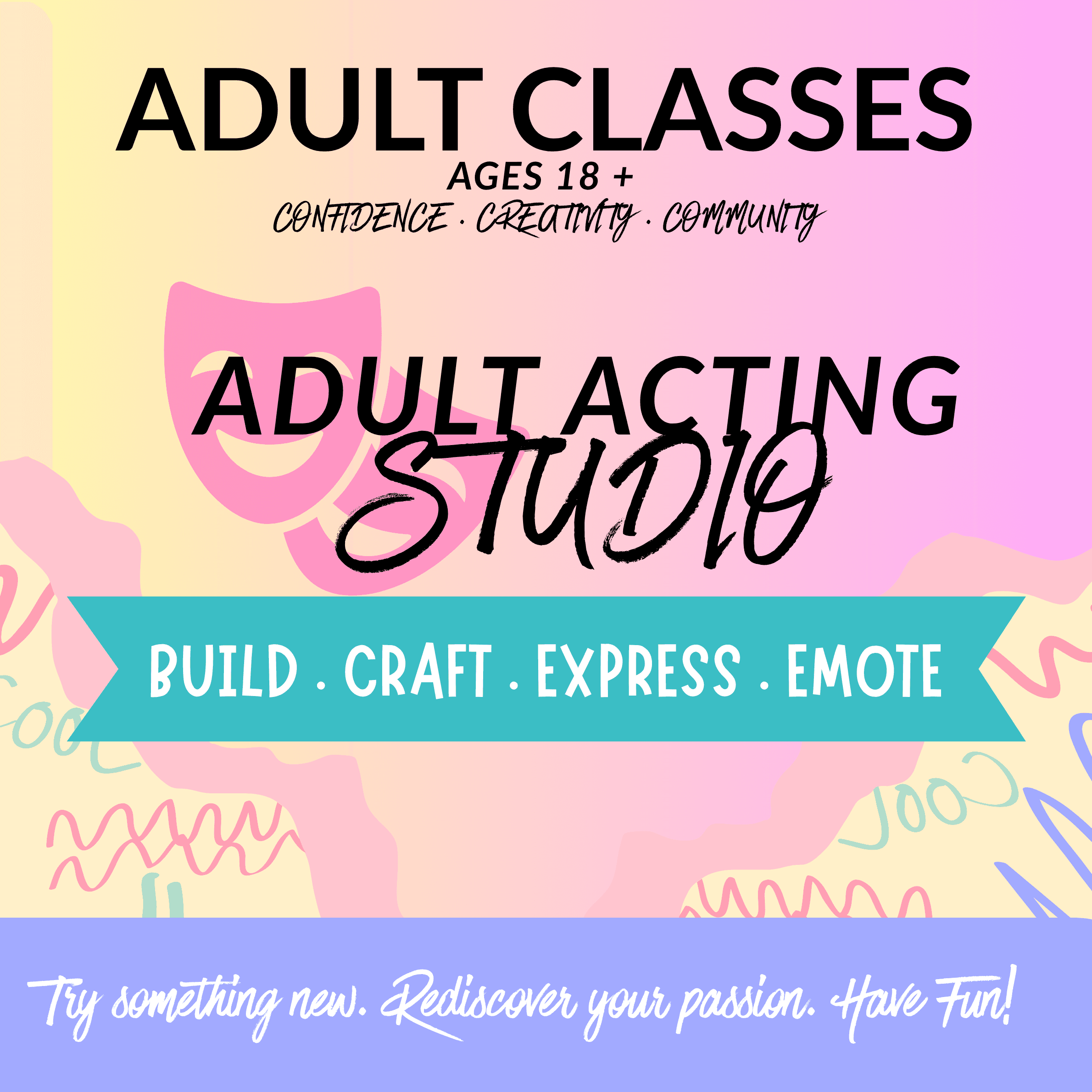 Adult acting class in rehearsal