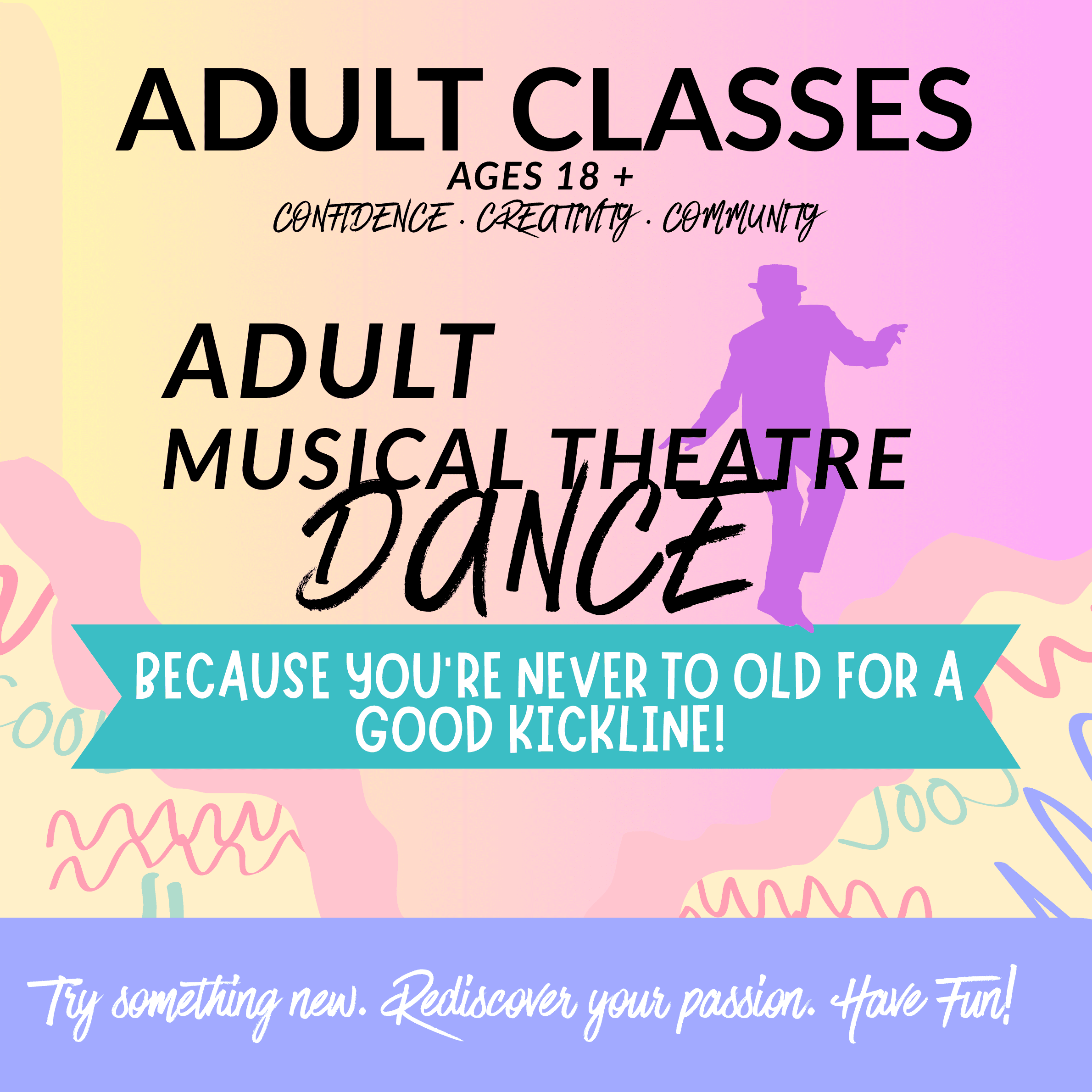 Adult musical theatre dance class in studio