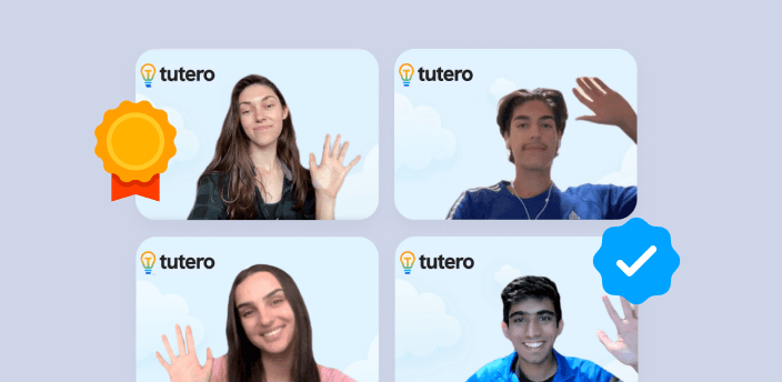 Certified Tutero teachers waving on a video call, with a verified badge