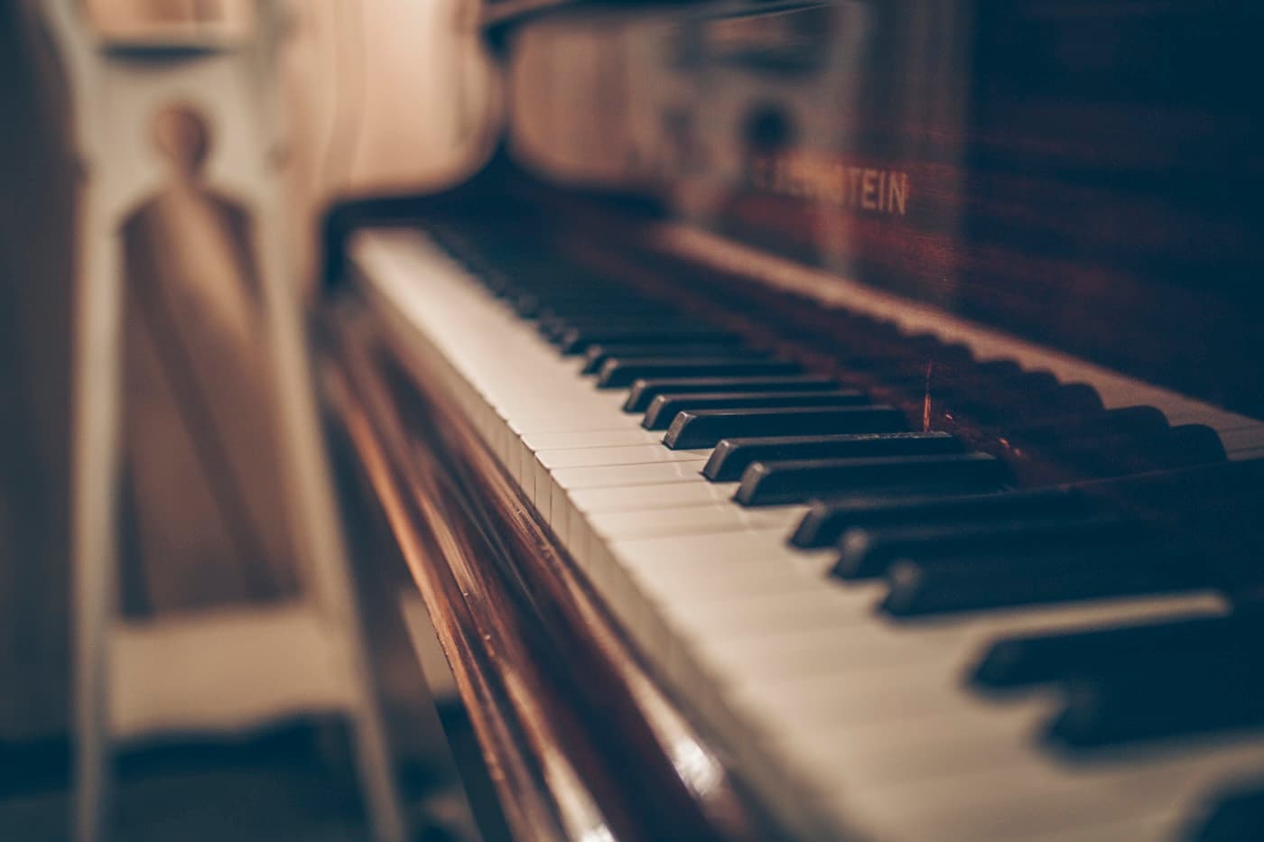 Piano keys in a music studio
